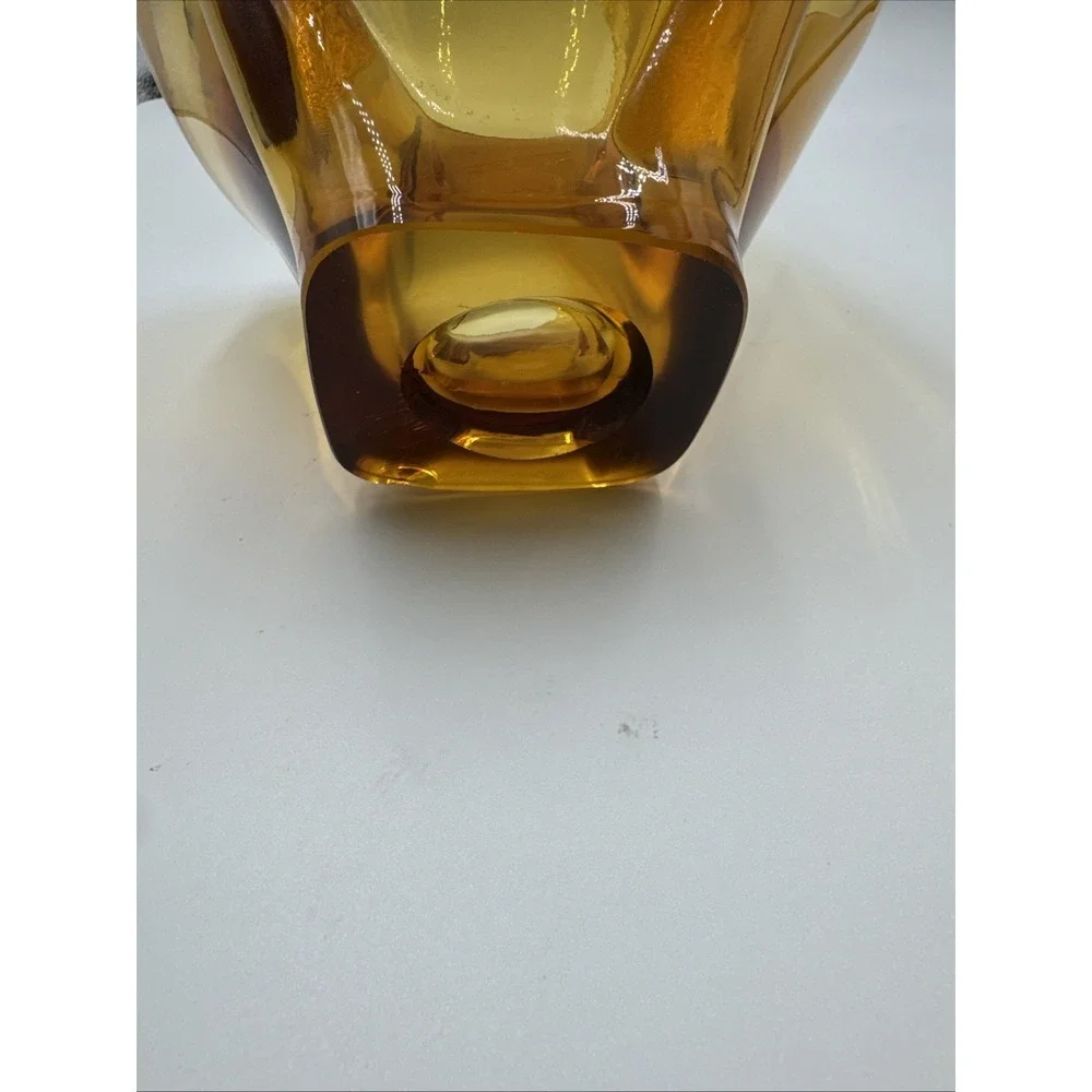 Vintage Mid Century‎ Modern Viking Amber Swung Art Glass Bowl Vase